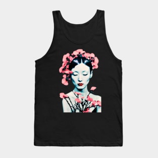 Beautiful woman with flowers Tank Top